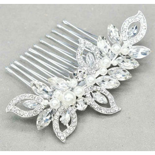 Bridal hair comb PENELOPE, crystals, pearls