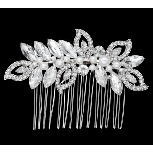Bridal hair comb PENELOPE, crystals, pearls