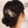 Bridal hair comb BERENICE, crystals, leaves, pearls, flower
