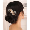 Bridal hair comb BERENICE, crystals, leaves, pearls, flower