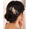 Bridal hair comb BERENICE, crystals, leaves, pearls, flower