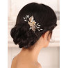 Bridal hair comb BERENICE, crystals, leaves, pearls, flower