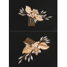 Bridal hair comb BERENICE, crystals, leaves, pearls, flower