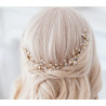 Bridal hair vine CAITLIN, pearls, leaves, crystals, silver, gold