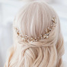 Bridal hair vine CAITLIN, pearls, leaves, crystals, silver, gold