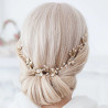 Bridal hair vine CAITLIN, pearls, leaves, crystals, silver, gold
