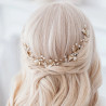Bridal hair vine CAITLIN, pearls, leaves, crystals, silver, gold