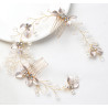 Bridal hair vine CAITLIN, pearls, leaves, crystals, silver, gold