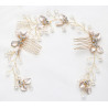 Bridal hair vine CAITLIN, pearls, leaves, crystals, silver, gold
