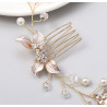 Bridal hair vine CAITLIN, pearls, leaves, crystals, silver, gold