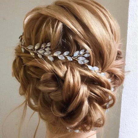 Bridal hairband LANA, crystals, silver, gold