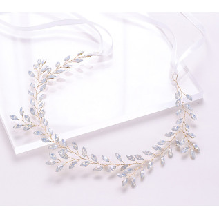 Bridal hairband LANA, crystals, silver, gold