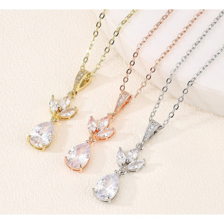 Bridal necklace TESSA silver, gold, rose gold, cubic zirconia