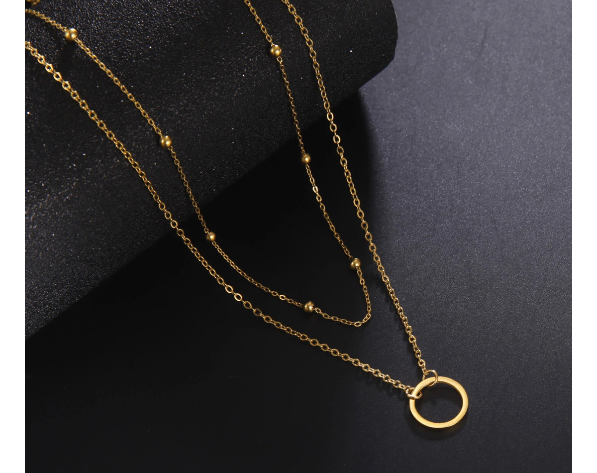 Lot De 2 Colliers Chaînes Dorées Avec Gros Pendentifs - Réf. 10709J Occasion