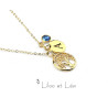 Tree of life letter coin(s) and birthstone(s) pendant necklace silver gold plated stainless steel personnalized gift