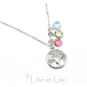 Tree of life and three birthstones necklace, stainless steel, personnalized gift