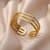 Stainless steel three layers hollow cuff bracelet, gold