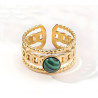Adjustable three-layer malchite ring gold stainless steel stackable ring resizable ring