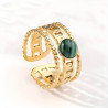 Adjustable three-layer malchite ring gold stainless steel stackable ring resizable ring