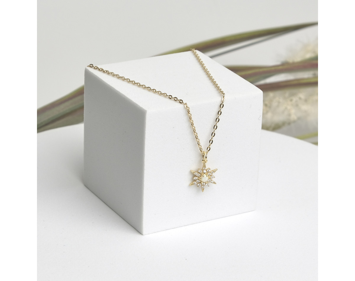 Collier Étoile Fin En Acier Inoxydable Plaqué Or - Bijou Rétro Pour Femme - Longueur 41-45cm